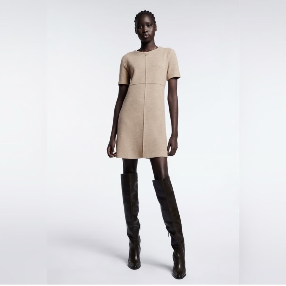 Zara cream short sleeve sweater dress size M